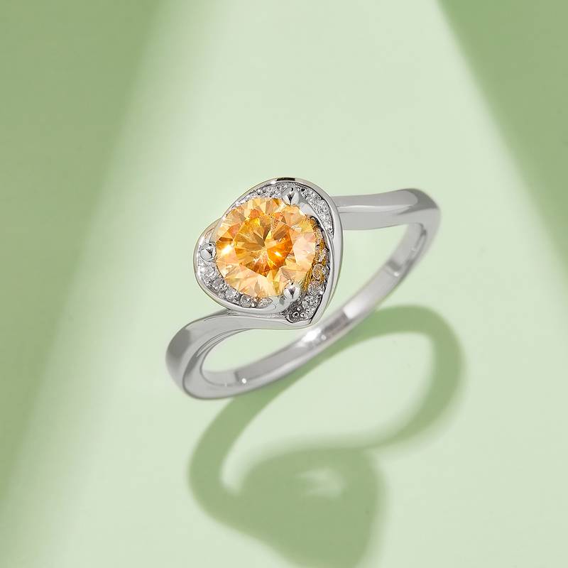 心花怒放S925银镀白金MoissaniteWomen's Ring1ctD级
